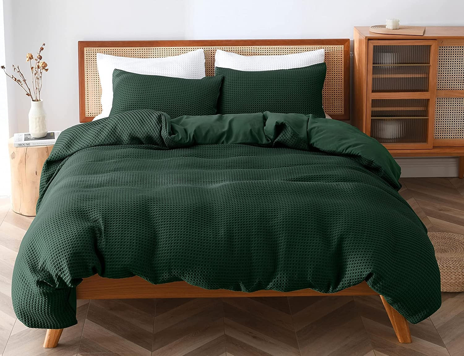 Waffle Weave 100% Pure Cotton Duvet Cover Set - Pre-Washed-Bed Sheet-DECOROLALA