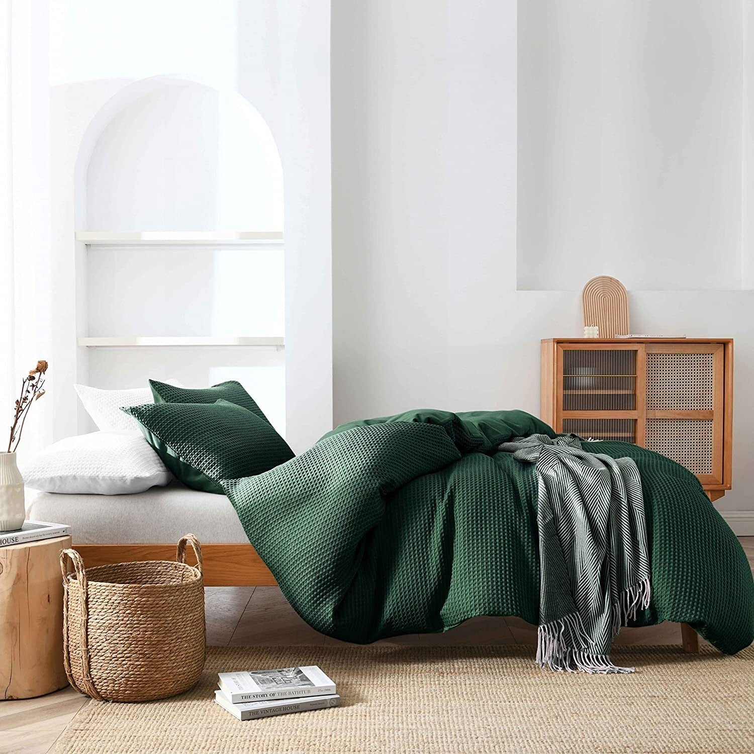 Waffle Weave 100% Pure Linen Duvet Cover Set - Pre-Washed-Bed Sheet-DECOROLALA