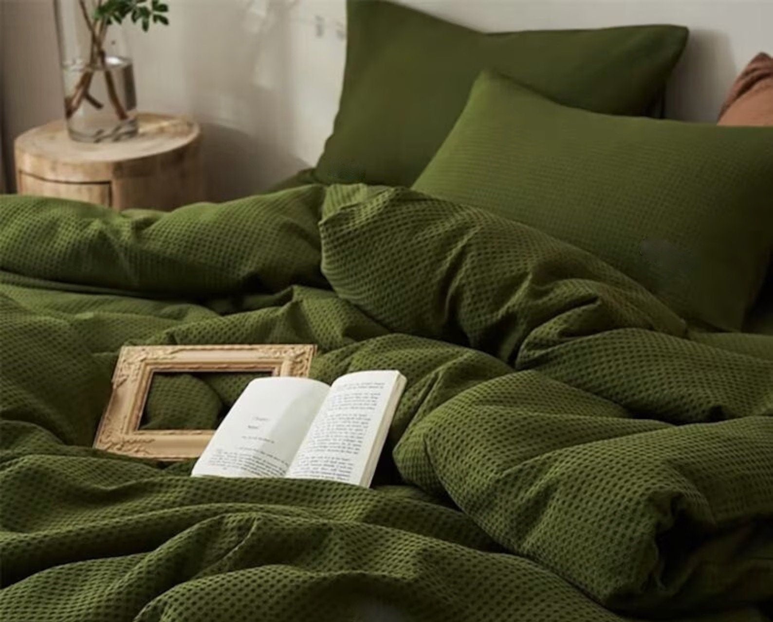Waffle Weave Linen Cotton Duvet Cover Set - Hidden Zipper Closure-Duvet Cover-DECOROLALA