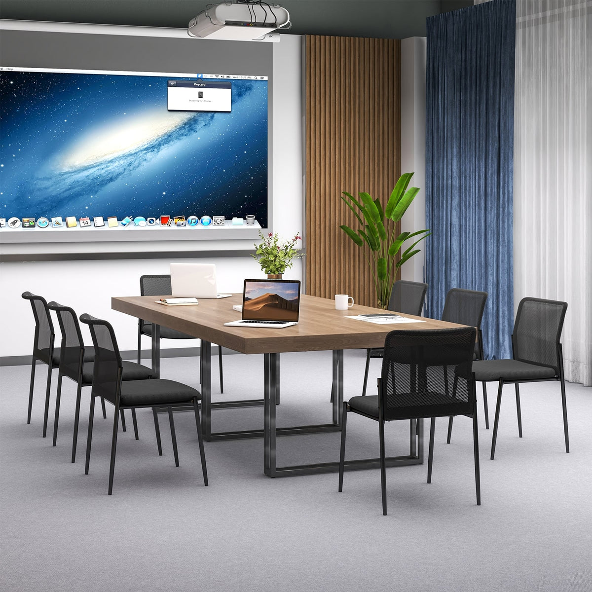 Waiting Room Chair Set of 2 with Ergonomic Mesh Backrest and Padded Seat-Black-Conference Chairs-DECOROLALA