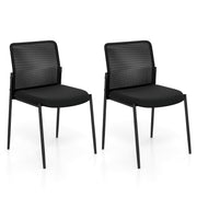 Waiting Room Chair Set of 2 with Ergonomic Mesh Backrest and Padded Seat-Black-Conference Chairs-DECOROLALA