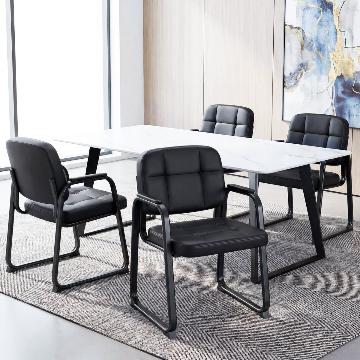 Waiting Room Guest Chairs Set of 4 Leather Office Reception Chairs-Conference Chairs-DECOROLALA
