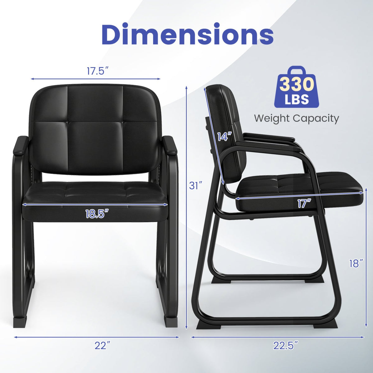 Waiting Room Guest Chairs Set of 4 Leather Office Reception Chairs-Conference Chairs-DECOROLALA