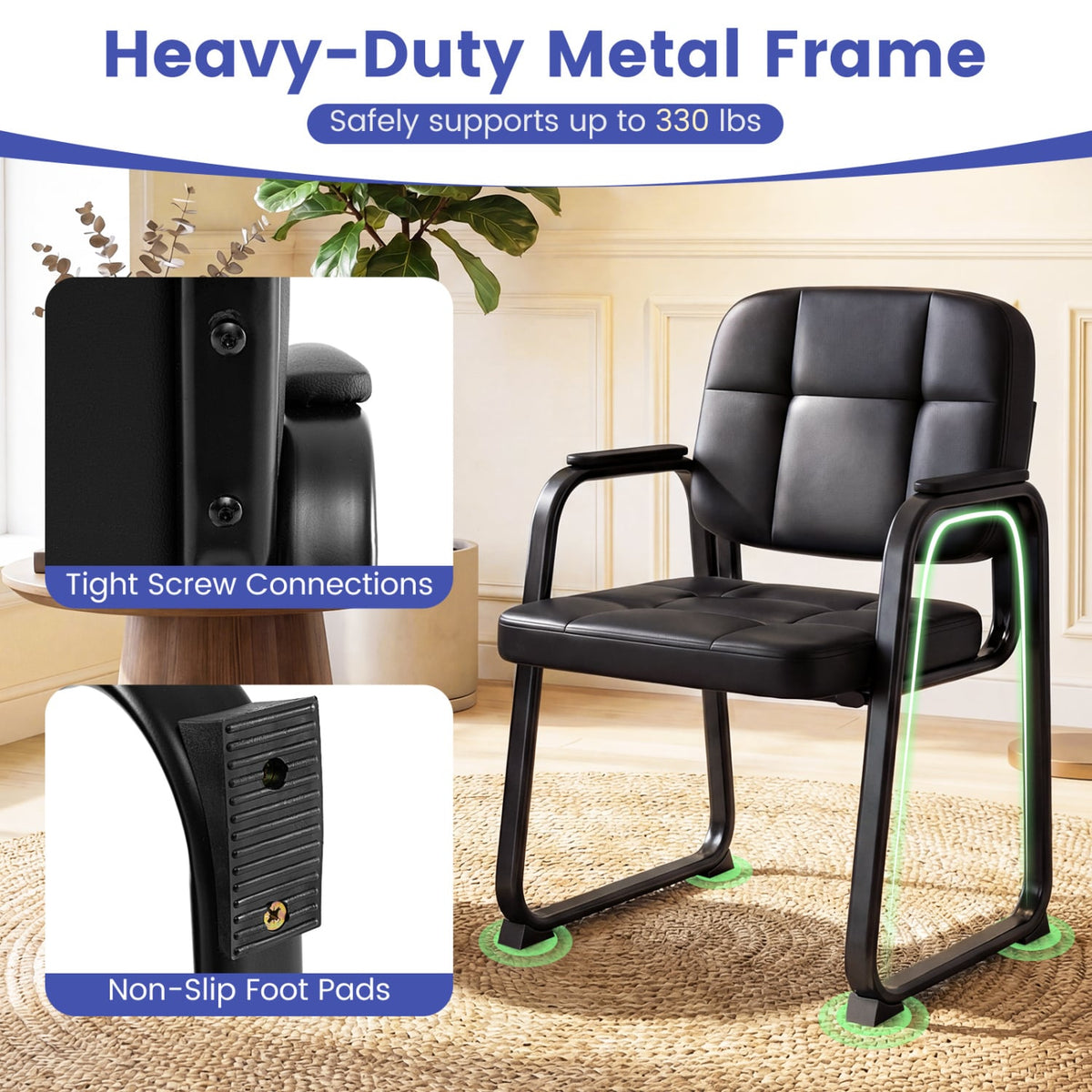 Waiting Room Guest Chairs Set of 4 Leather Office Reception Chairs-Conference Chairs-DECOROLALA