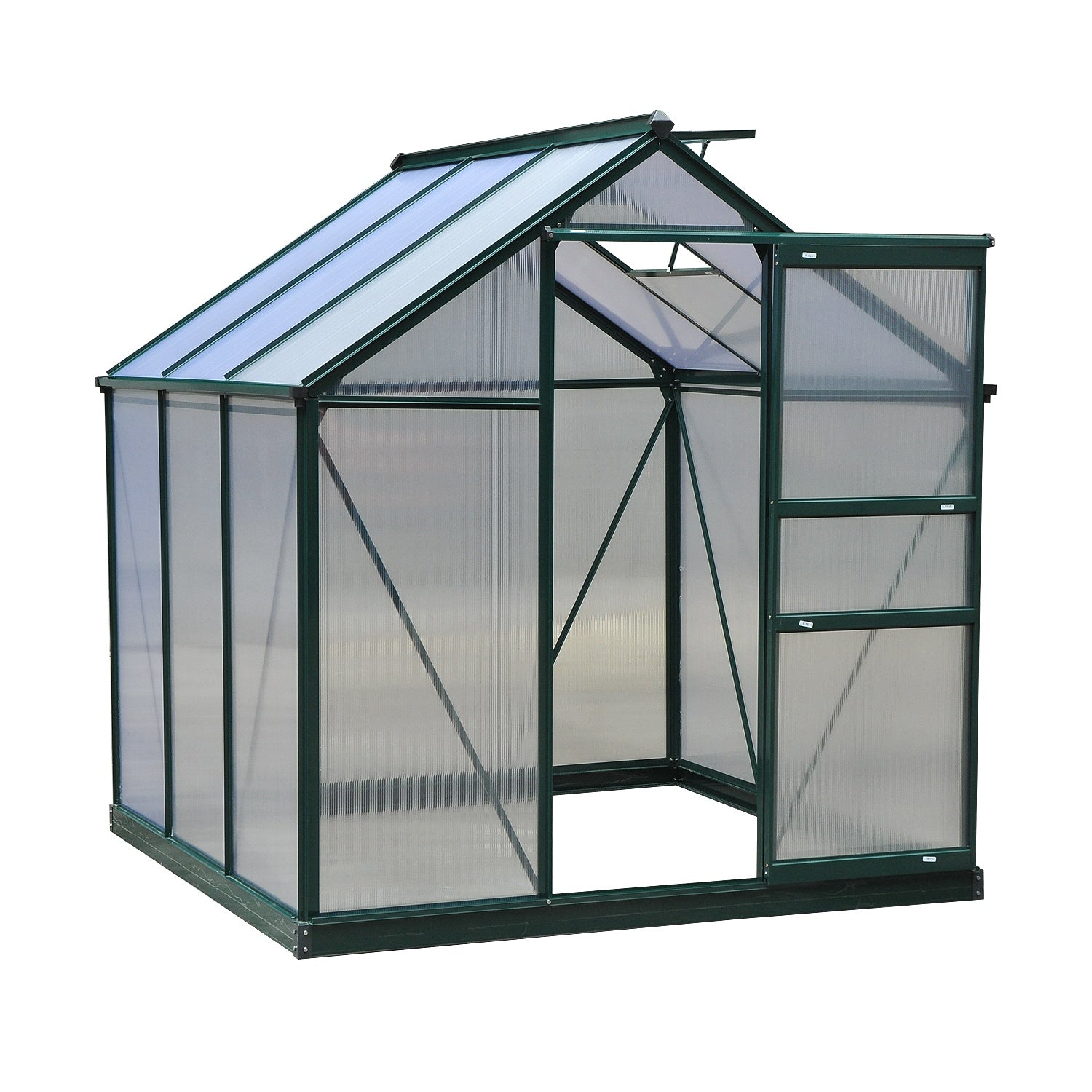 Walk-In Garden Greenhouse - 6' x 6' Polycarbonate Aluminum-DECOROLALA
