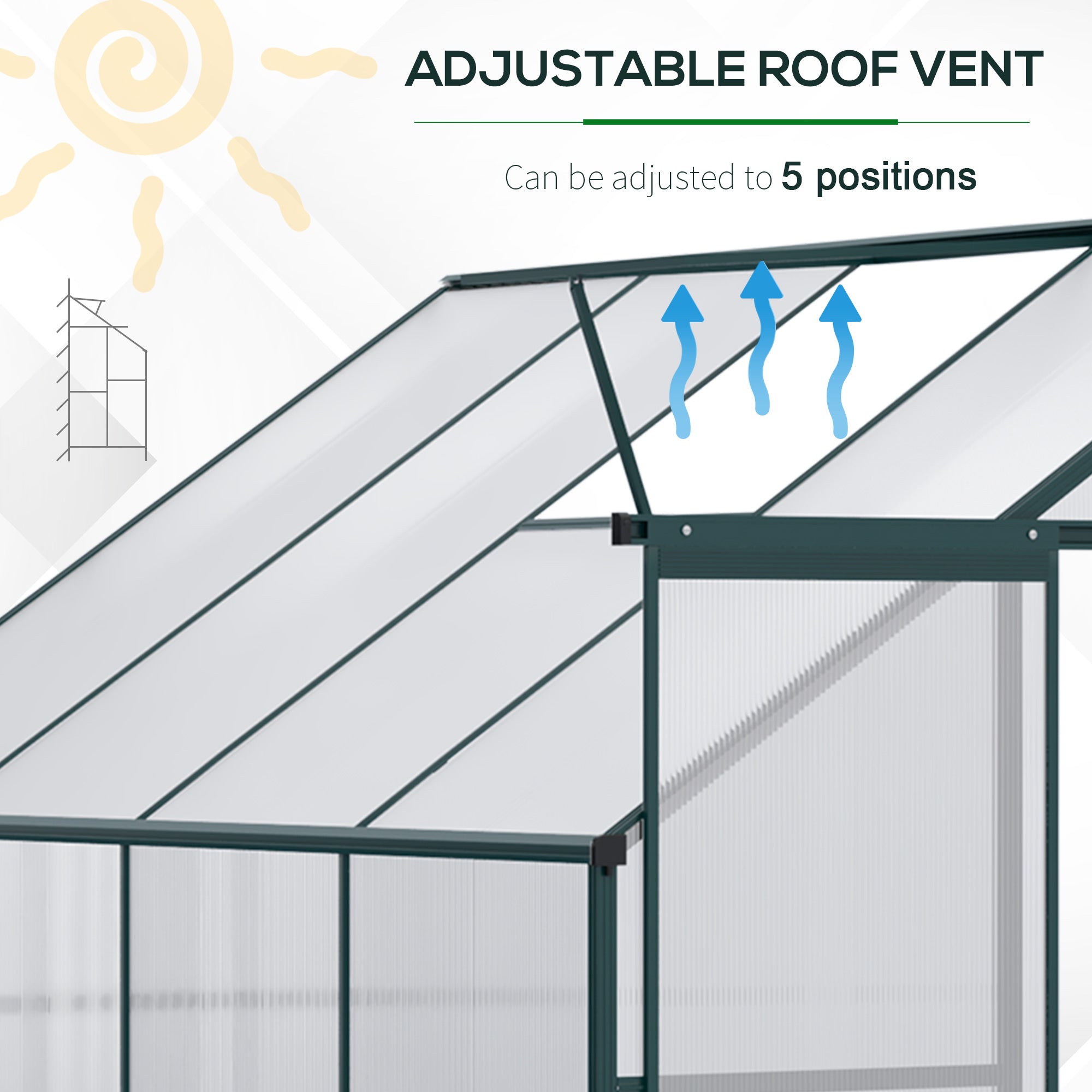 Walk-In Garden Greenhouse - 8' x 4' x 7' Green Aluminum-DECOROLALA