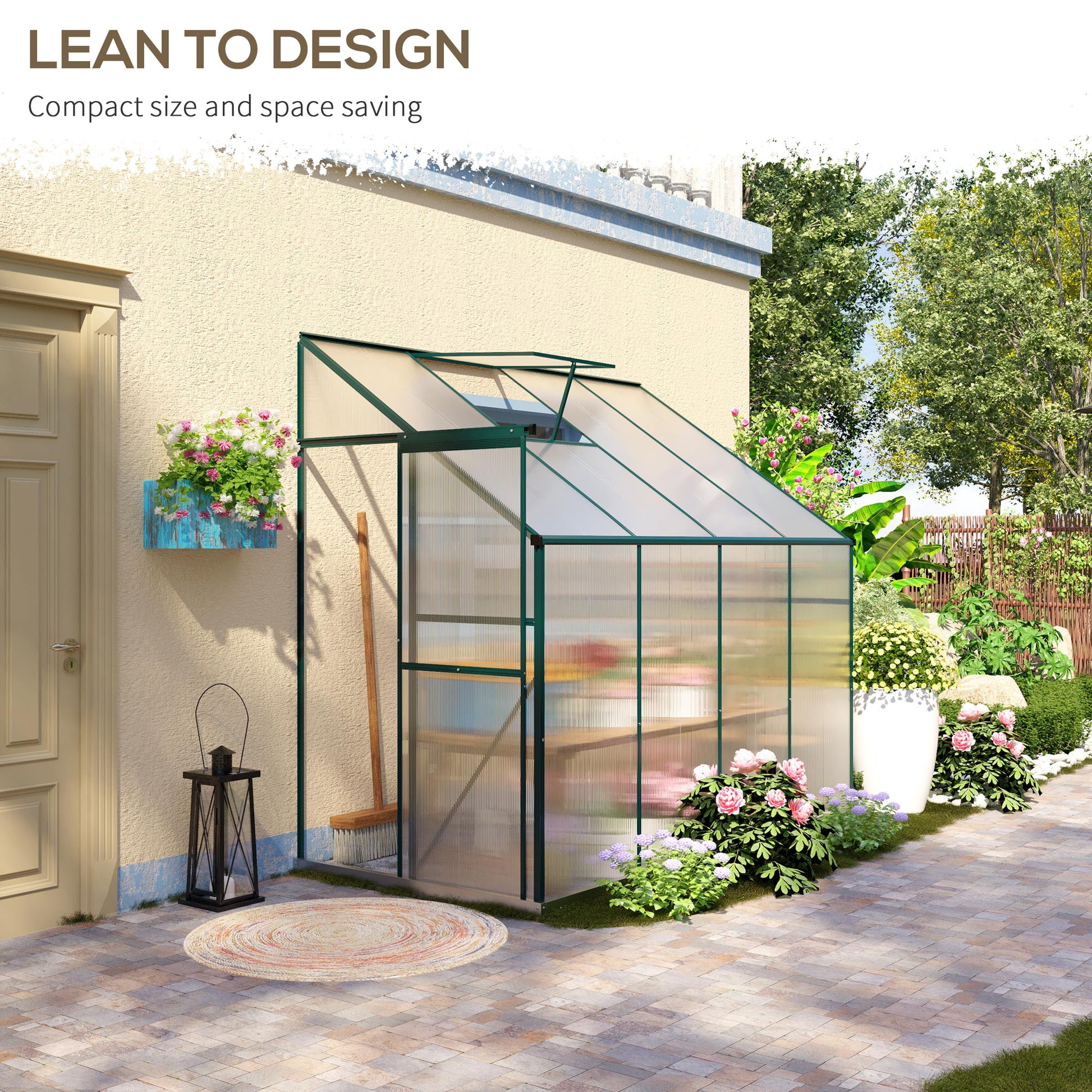 Walk-In Garden Greenhouse - 8' x 4' x 7' Green Aluminum-DECOROLALA