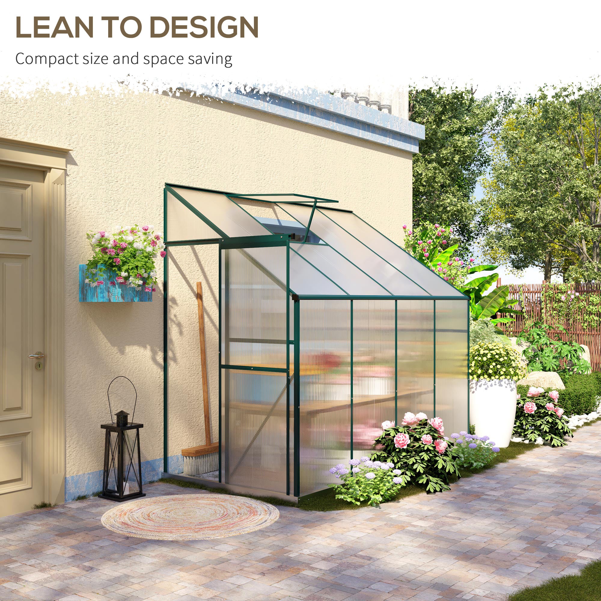 Walk-In Garden Greenhouse - 8' x 4' x 7' Green Aluminum-DECOROLALA