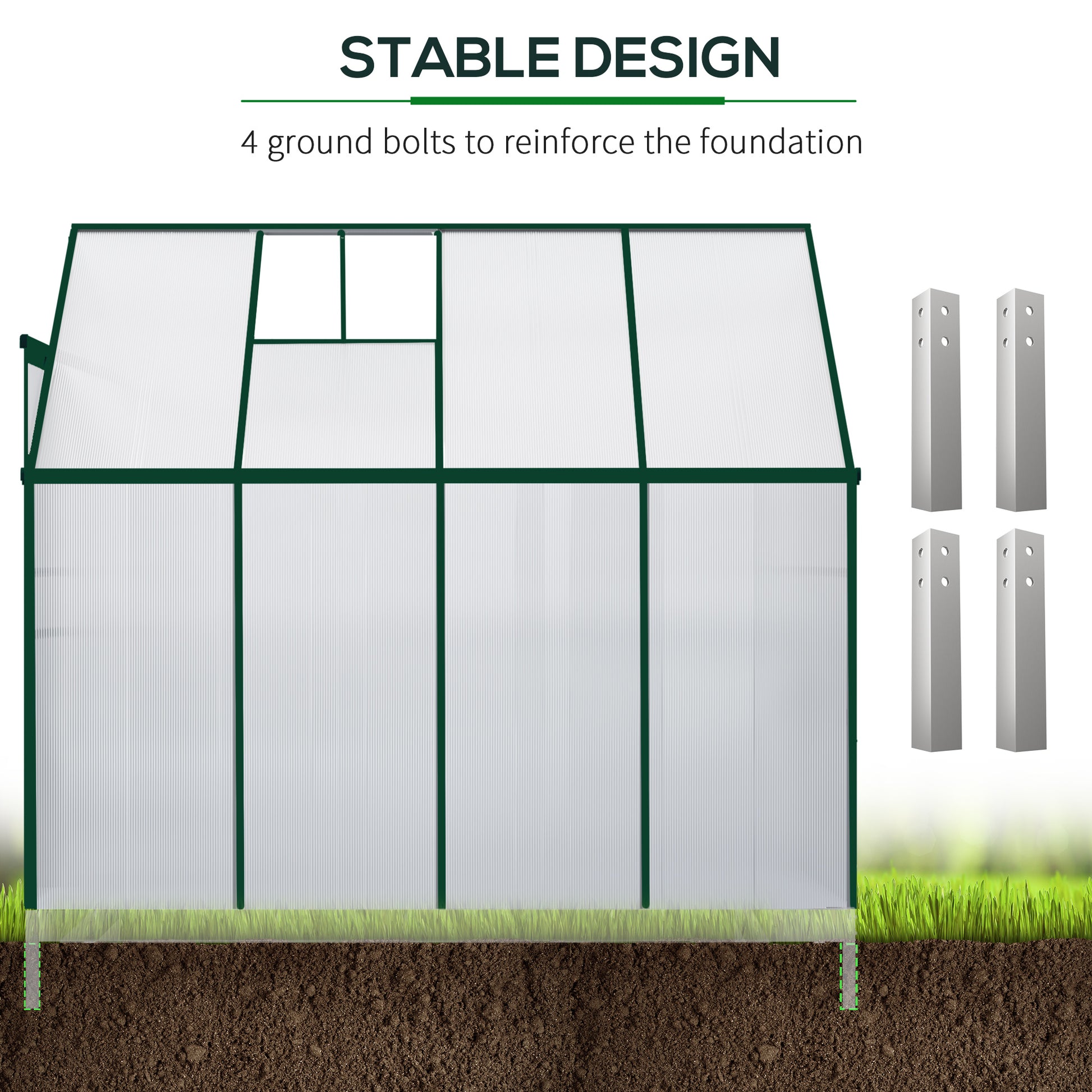 Walk-In Garden Greenhouse - 8' x 4' x 7' Green Aluminum-DECOROLALA