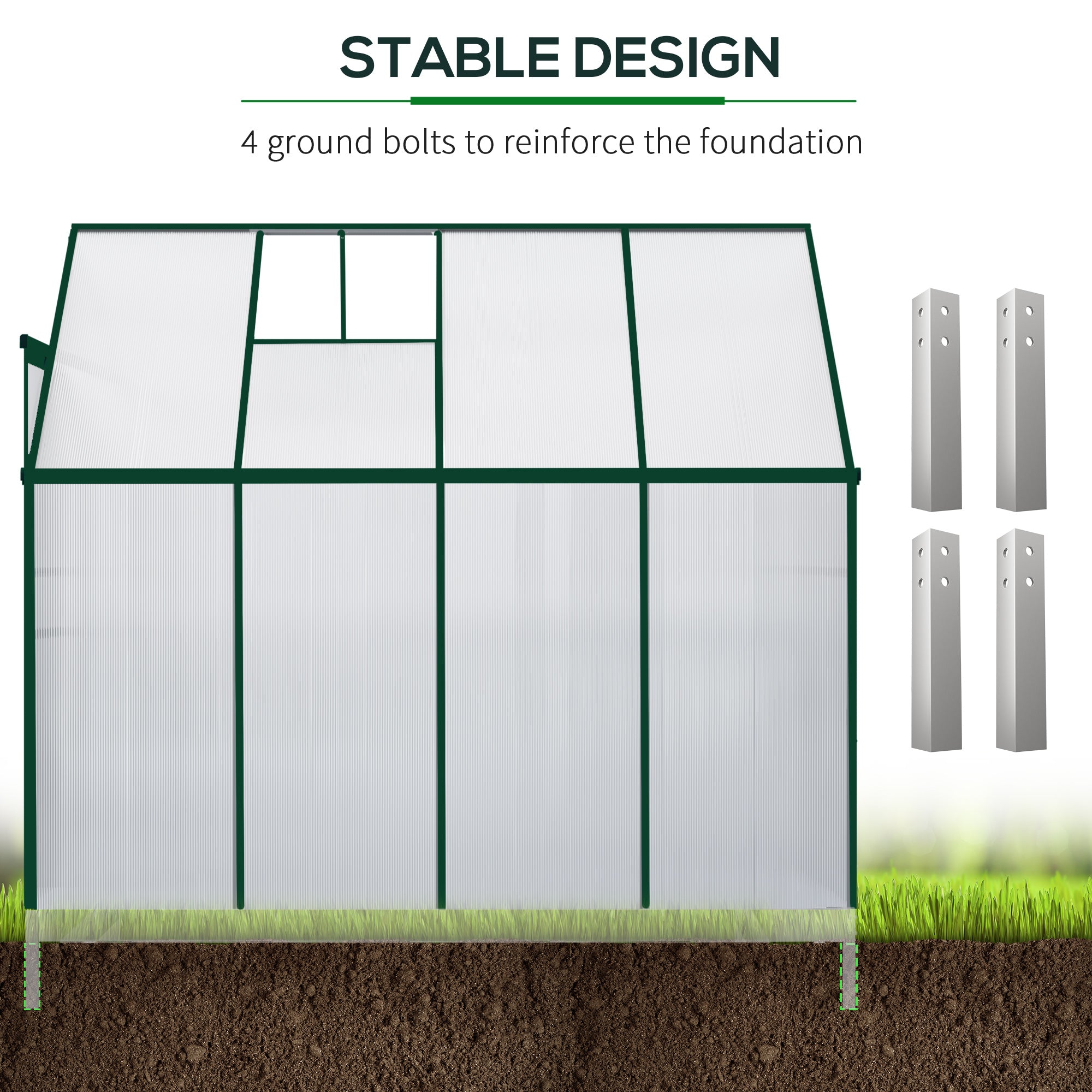 Walk-In Garden Greenhouse - 8' x 4' x 7' Green Aluminum-DECOROLALA