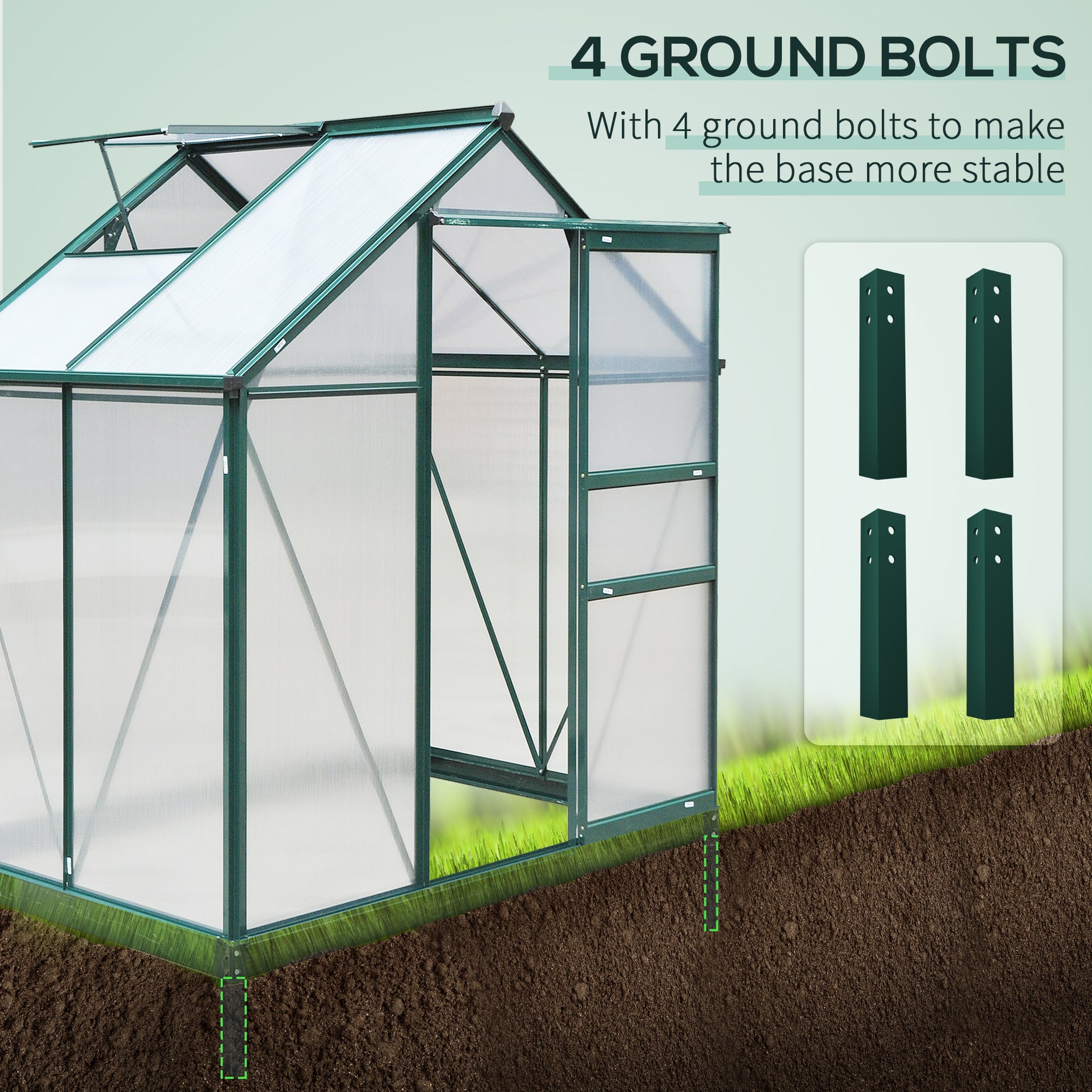 Walk-In Greenhouse - 6.2' x 4.3' Aluminum & Polycarbonate-DECOROLALA