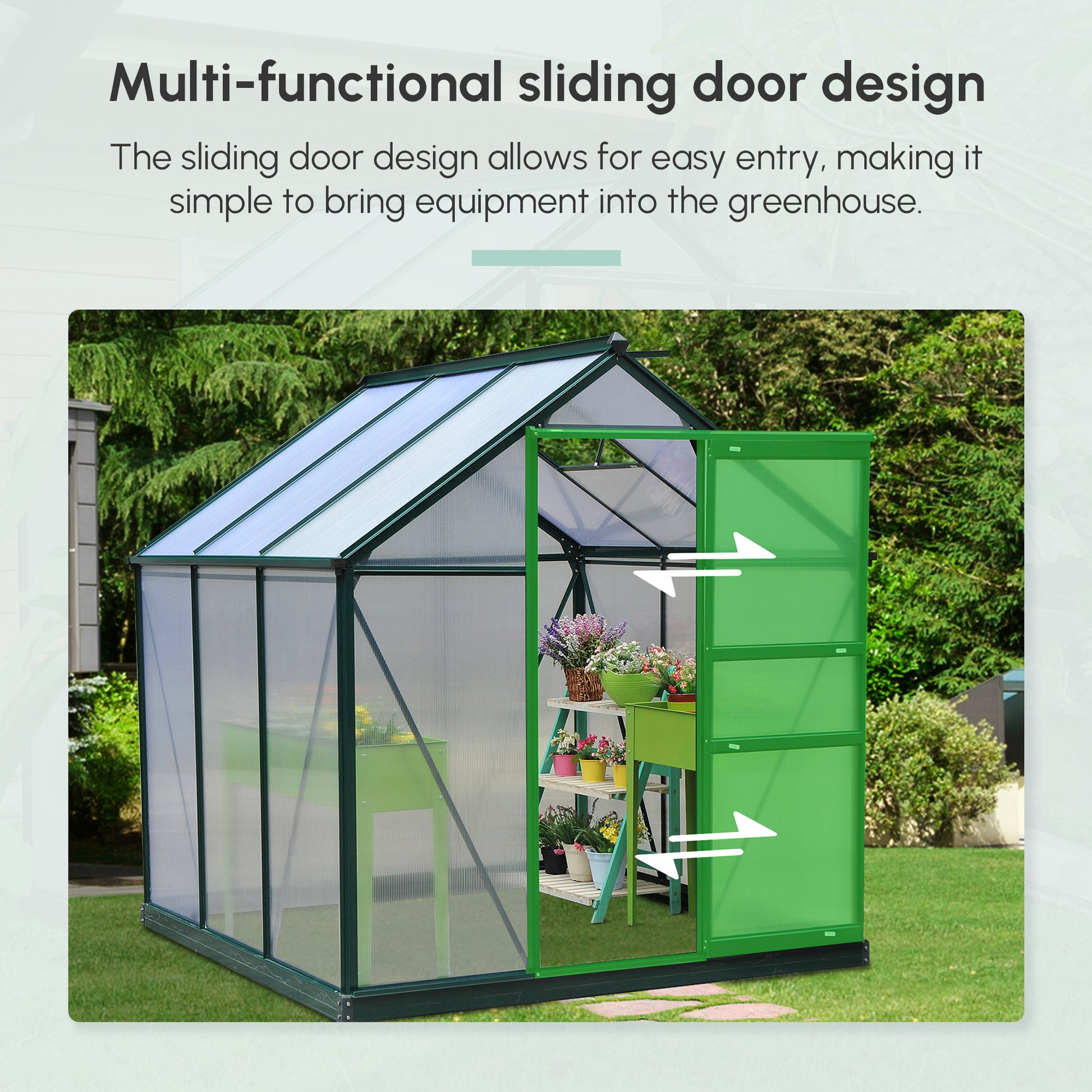 Walk-In Polycarbonate Greenhouse - 6.2' x 6.3' x 6.6' Clear-DECOROLALA