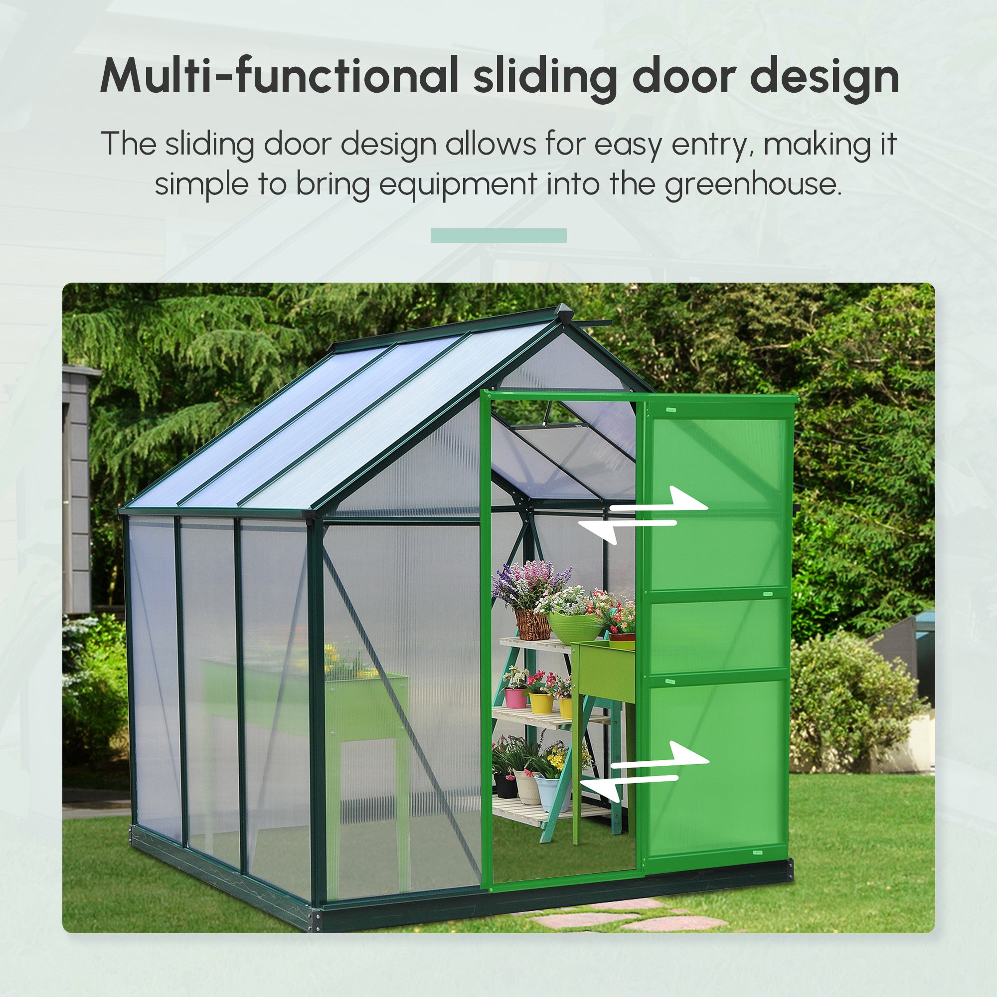 Walk-In Polycarbonate Greenhouse - 6.2' x 6.3' x 6.6' Clear-DECOROLALA