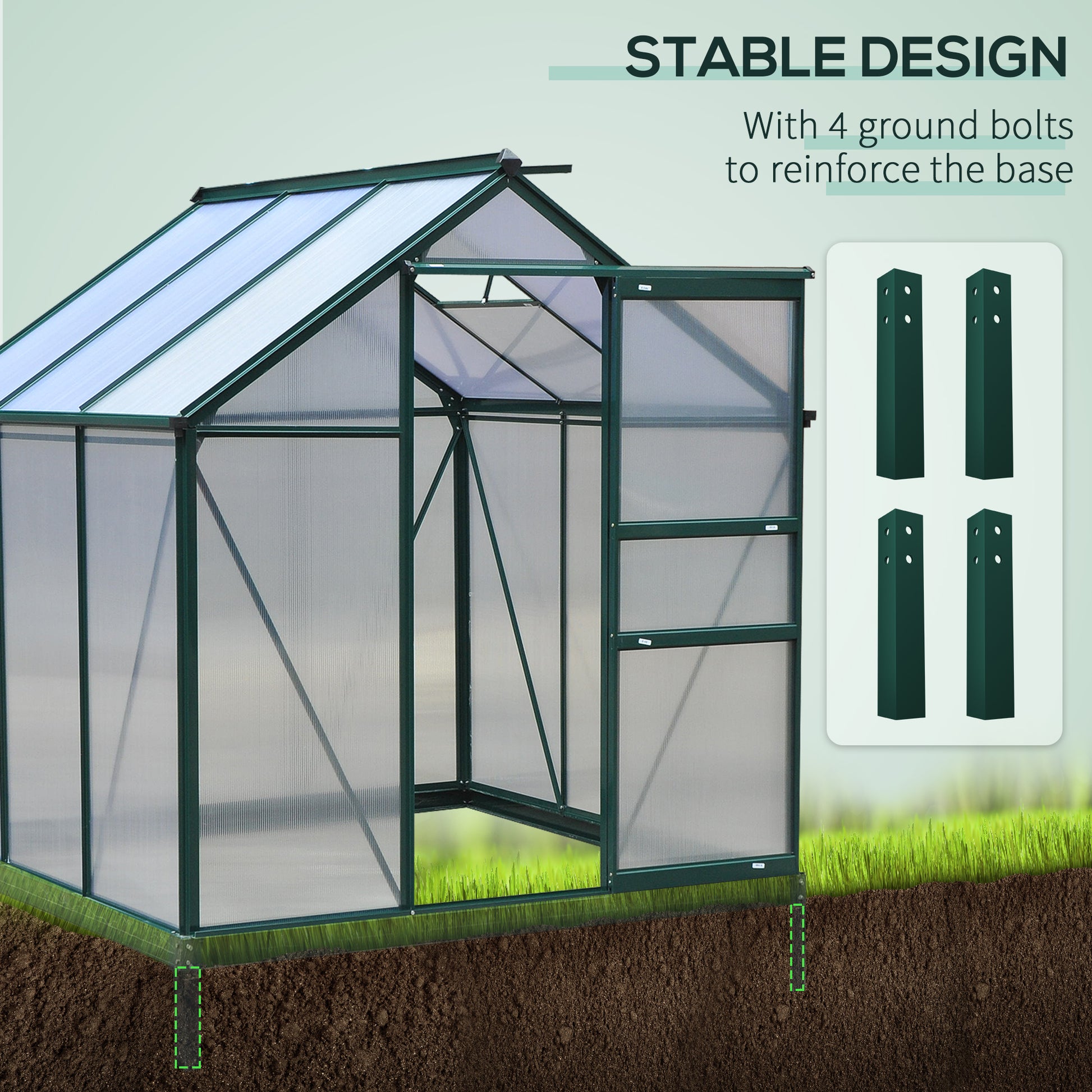 Walk-In Polycarbonate Greenhouse - 6.2' x 6.3' x 6.6' Clear-DECOROLALA