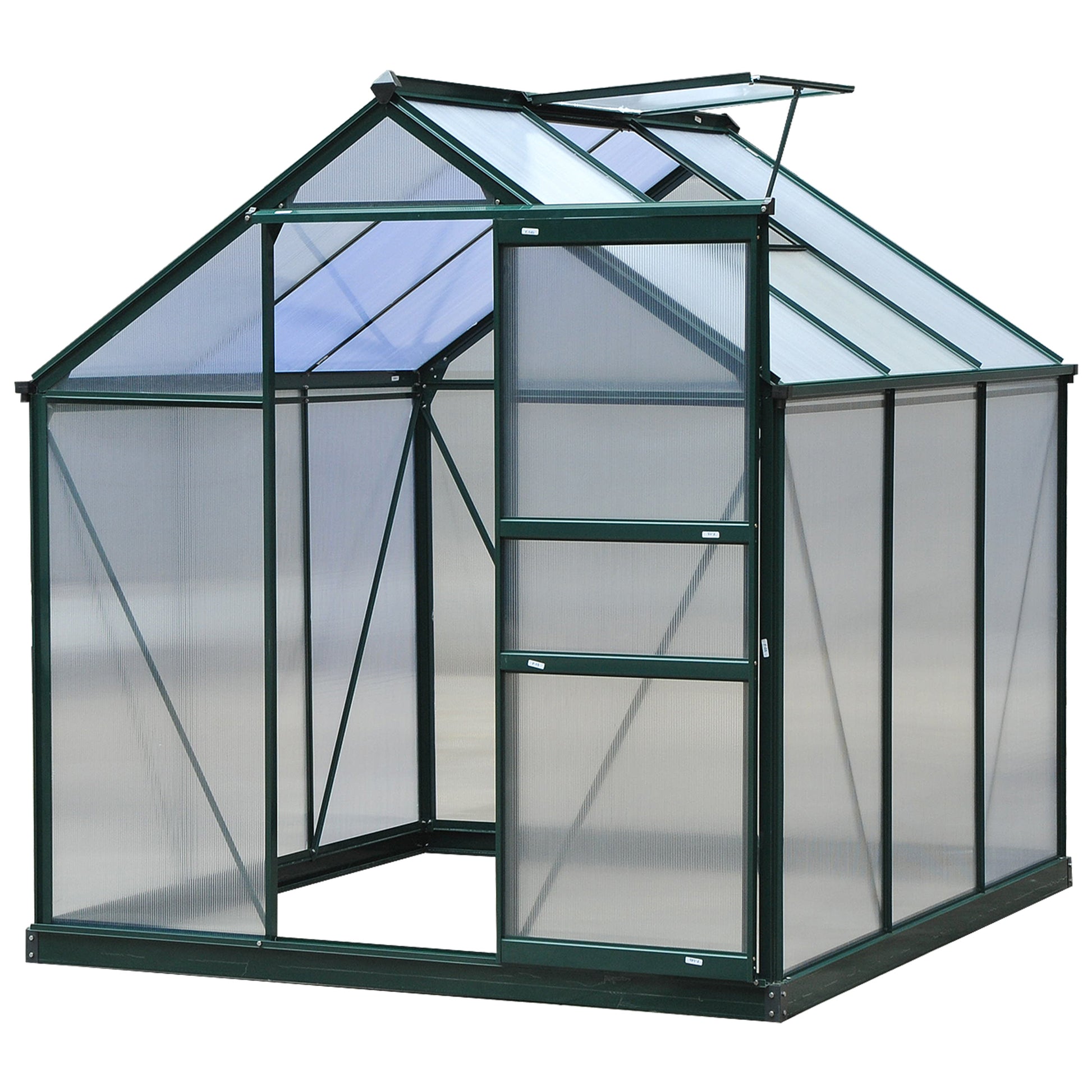 Walk-In Polycarbonate Greenhouse - 6.2' x 6.3' x 6.6' Clear-DECOROLALA