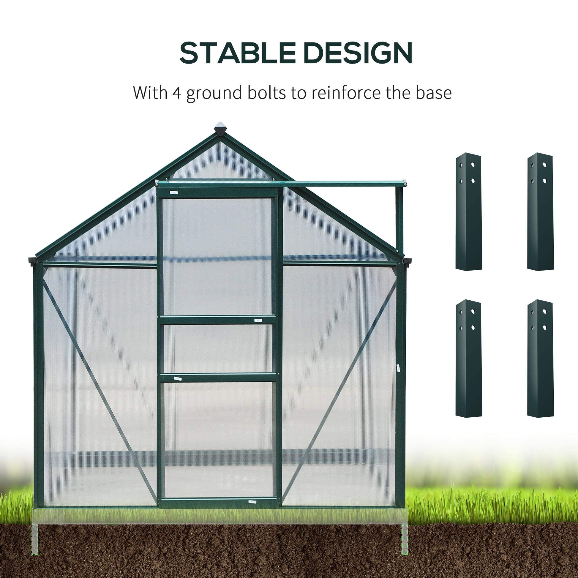 Walk-In Polycarbonate Greenhouse 6.2' x 8.3' x 6.6' Clear-DECOROLALA