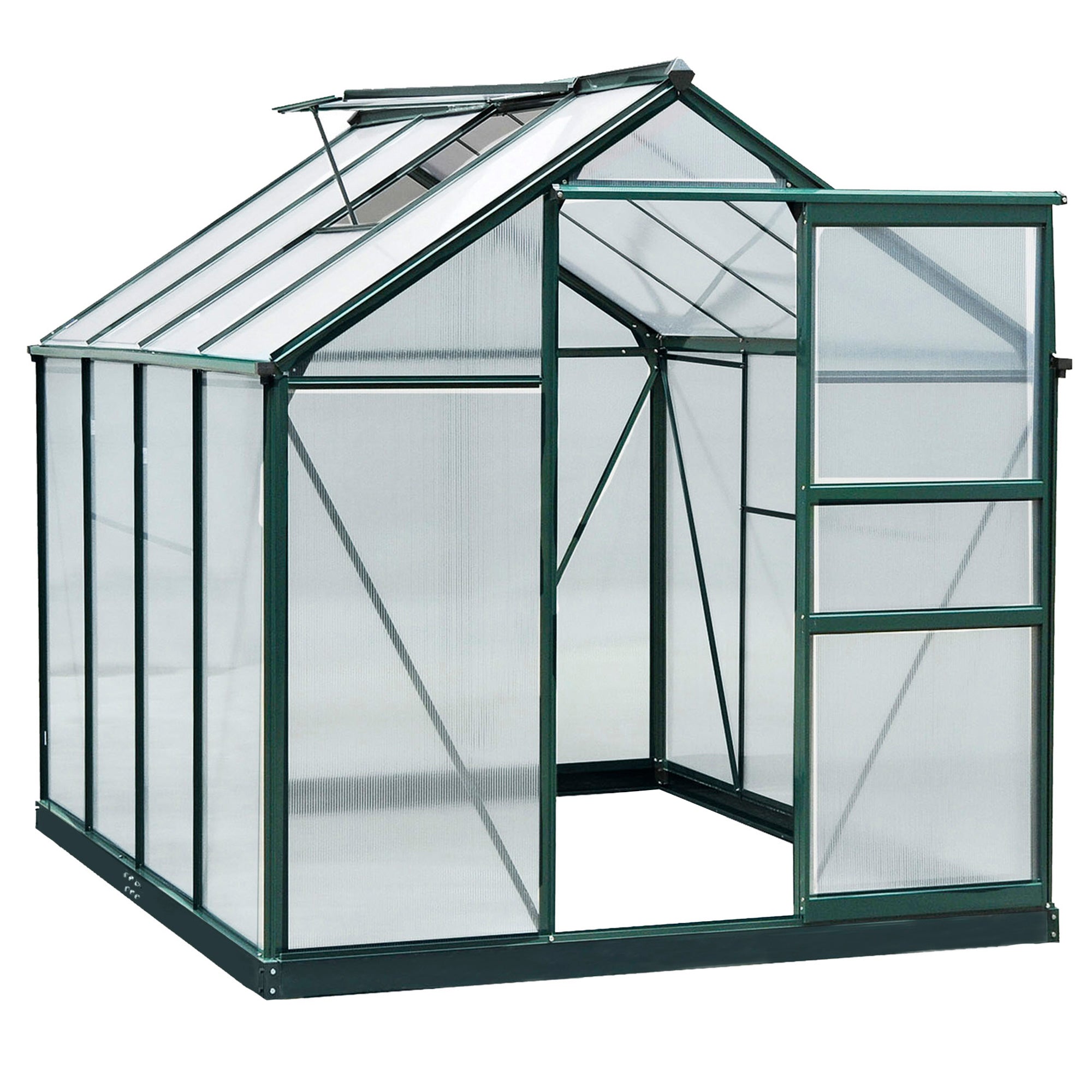 Walk-In Polycarbonate Greenhouse 6.2' x 8.3' x 6.6' Clear-DECOROLALA
