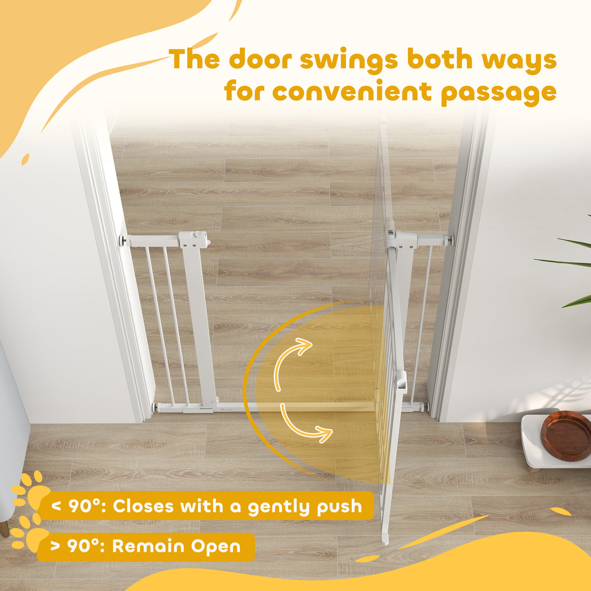 Walk Through Dog Gate with Cat Door - White 30"-41" W x 38" H-Dogs-DECOROLALA