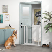 Walk Through Dog Gate with Cat Door - White 30"-41" W x 38" H-Dogs-DECOROLALA