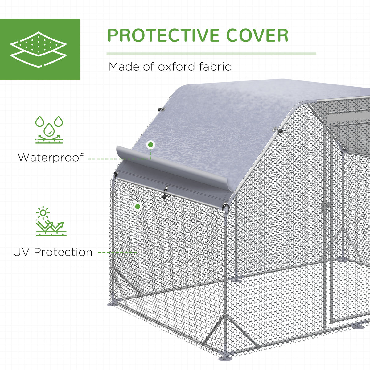 Walk-in Metal Chicken Coop - 9.2' x 6.2' x 6.5' Galvanized Silver-Small Animals-DECOROLALA