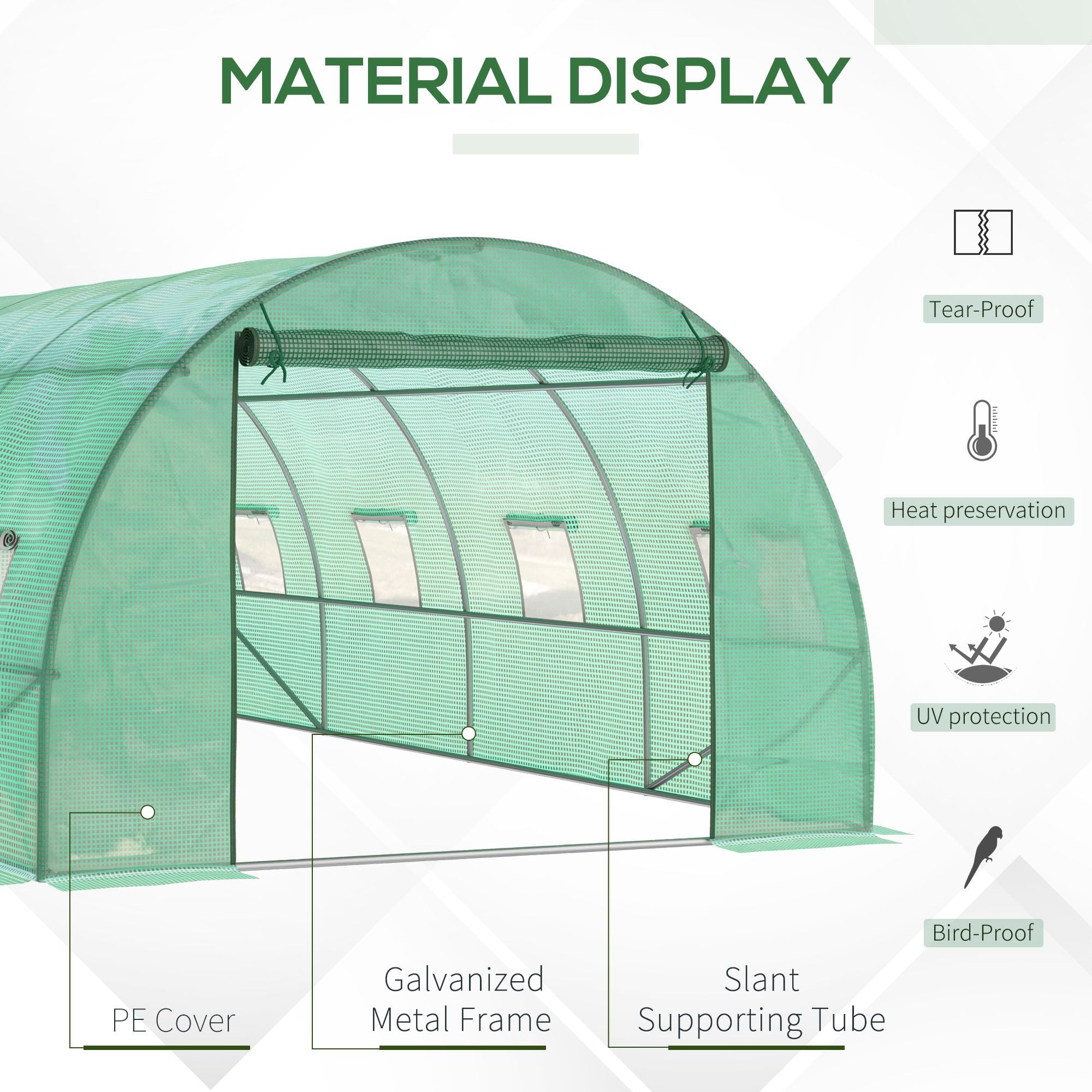 Walk-in Tunnel Greenhouse - 19 x 10 x 6.6 ft Green-DECOROLALA