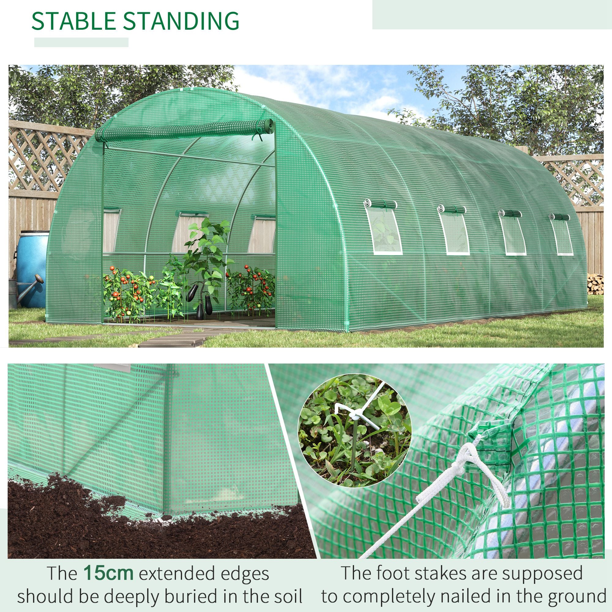 Walk-in Tunnel Greenhouse - 19 x 10 x 6.6 ft Green-DECOROLALA