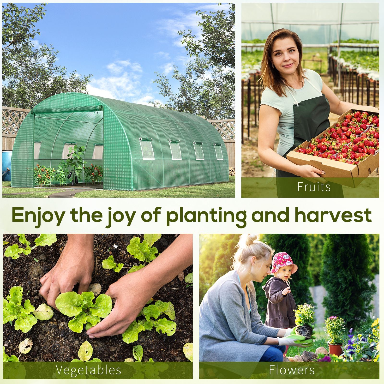 Walk-in Tunnel Greenhouse - 19 x 10 x 6.6 ft Green-DECOROLALA