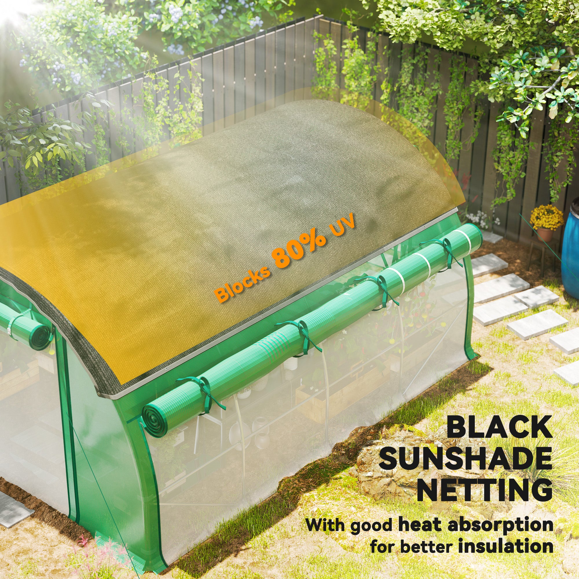 Walk-in Tunnel Greenhouse with Sunshade Net - 10' x 13' Green-DECOROLALA