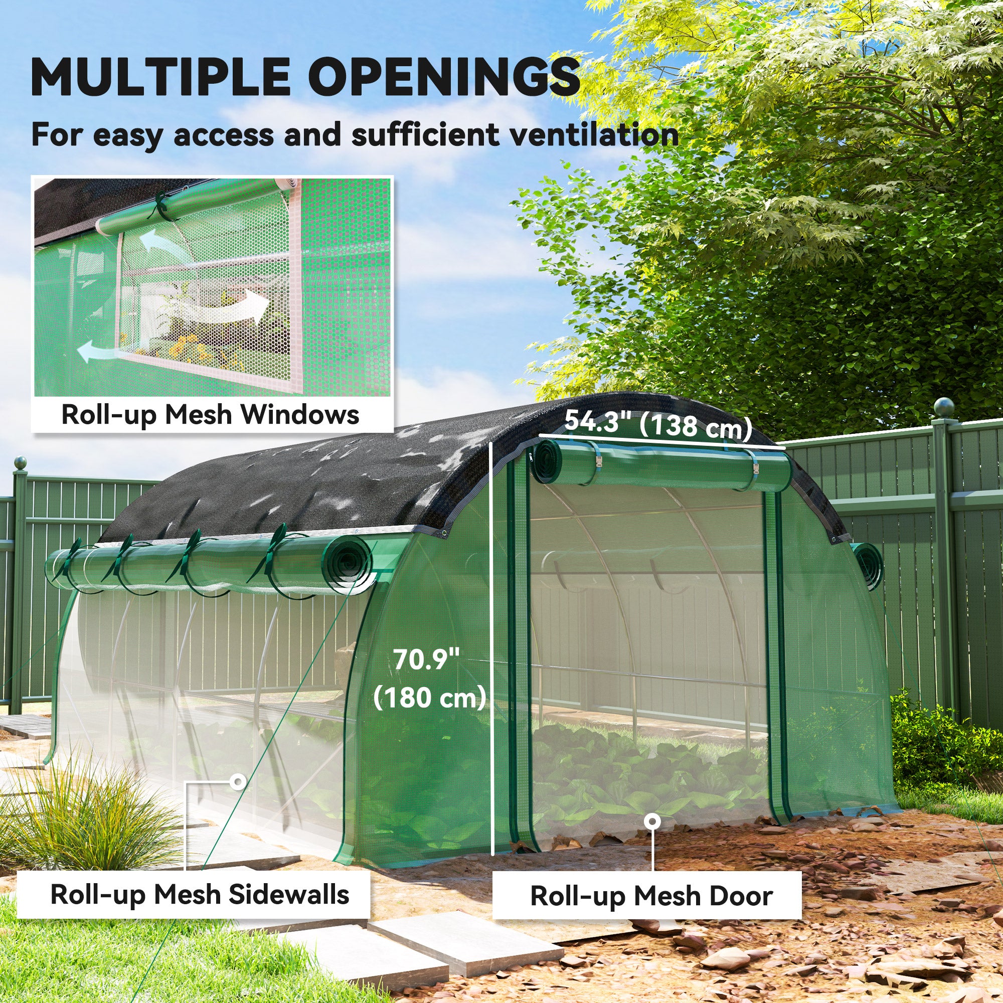 Walk-in Tunnel Greenhouse with Sunshade Net - 10' x 13' Green-DECOROLALA