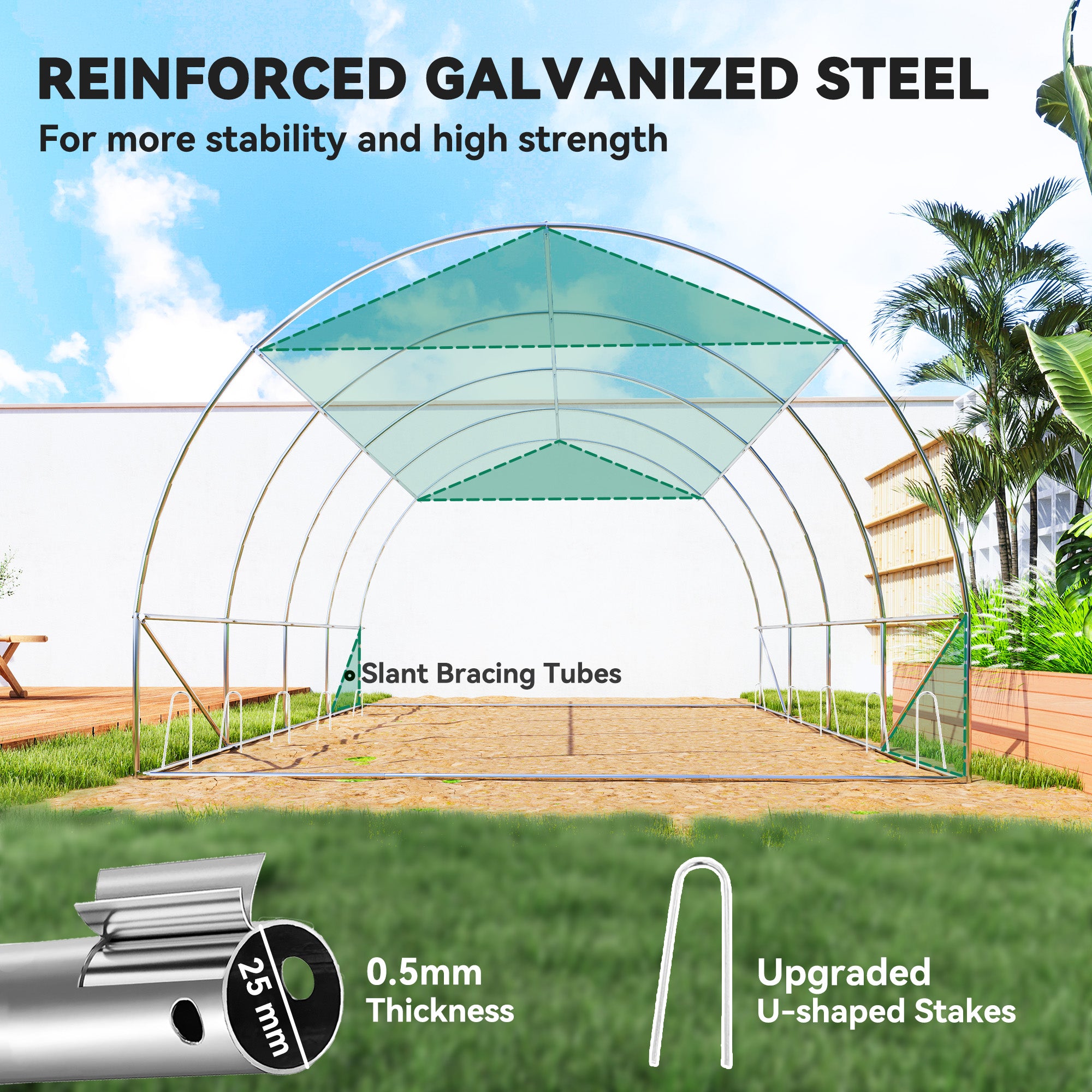 Walk-in Tunnel Greenhouse with Sunshade Net - 10' x 13' Green-DECOROLALA