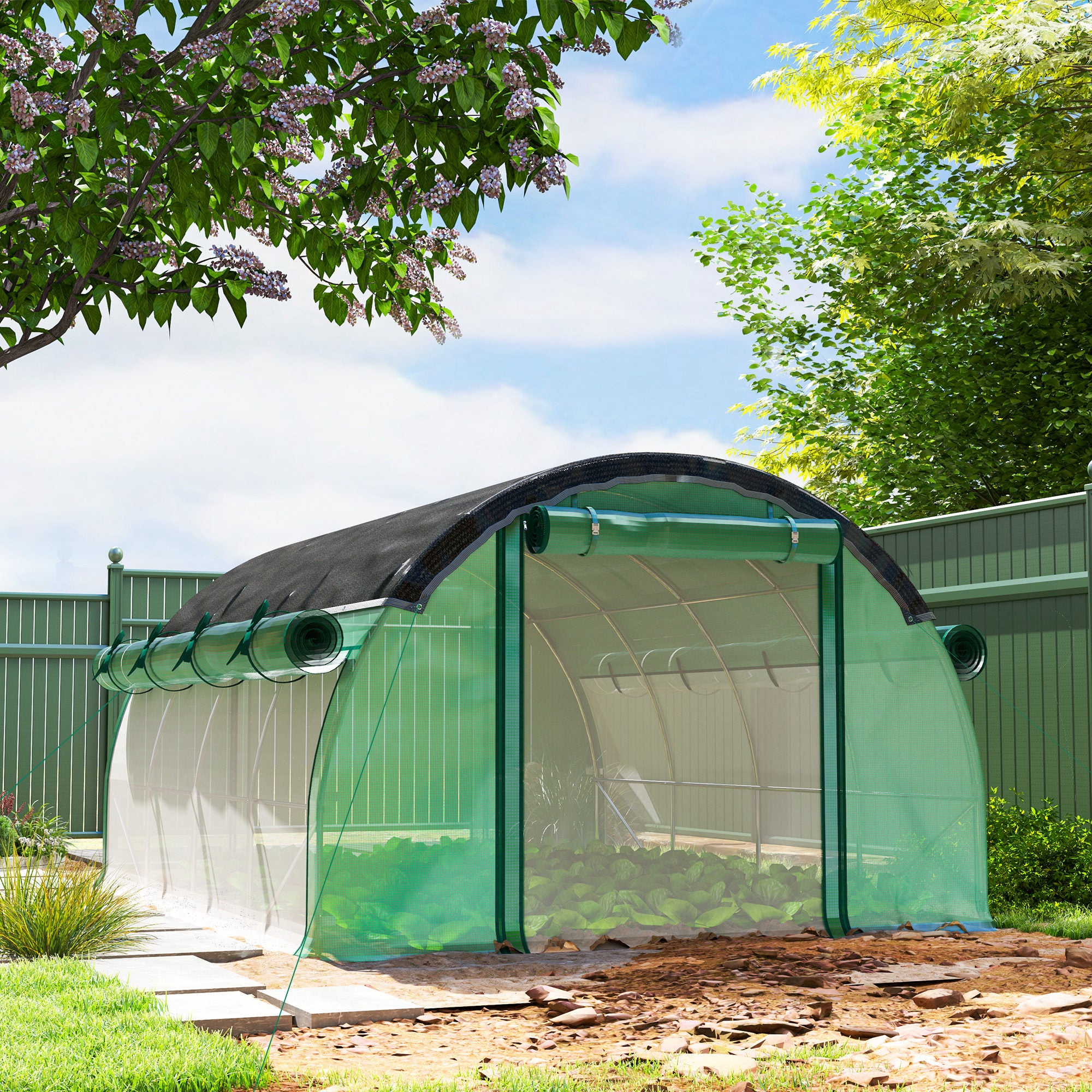 Walk-in Tunnel Greenhouse with Sunshade Net - 10' x 13' Green-DECOROLALA