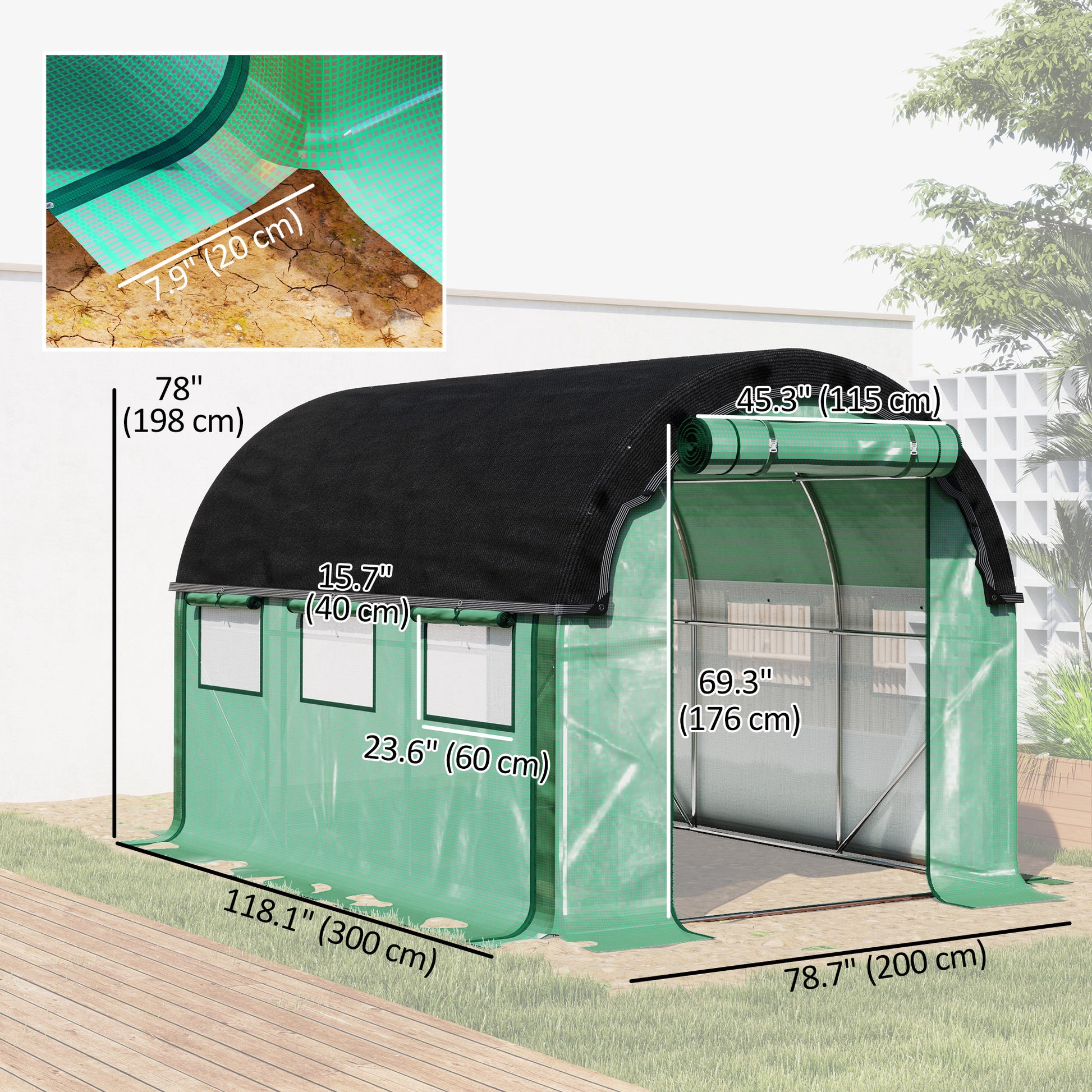 Walk-in Tunnel Greenhouse with Sunshade Net - 6.6' x 10' Green-DECOROLALA