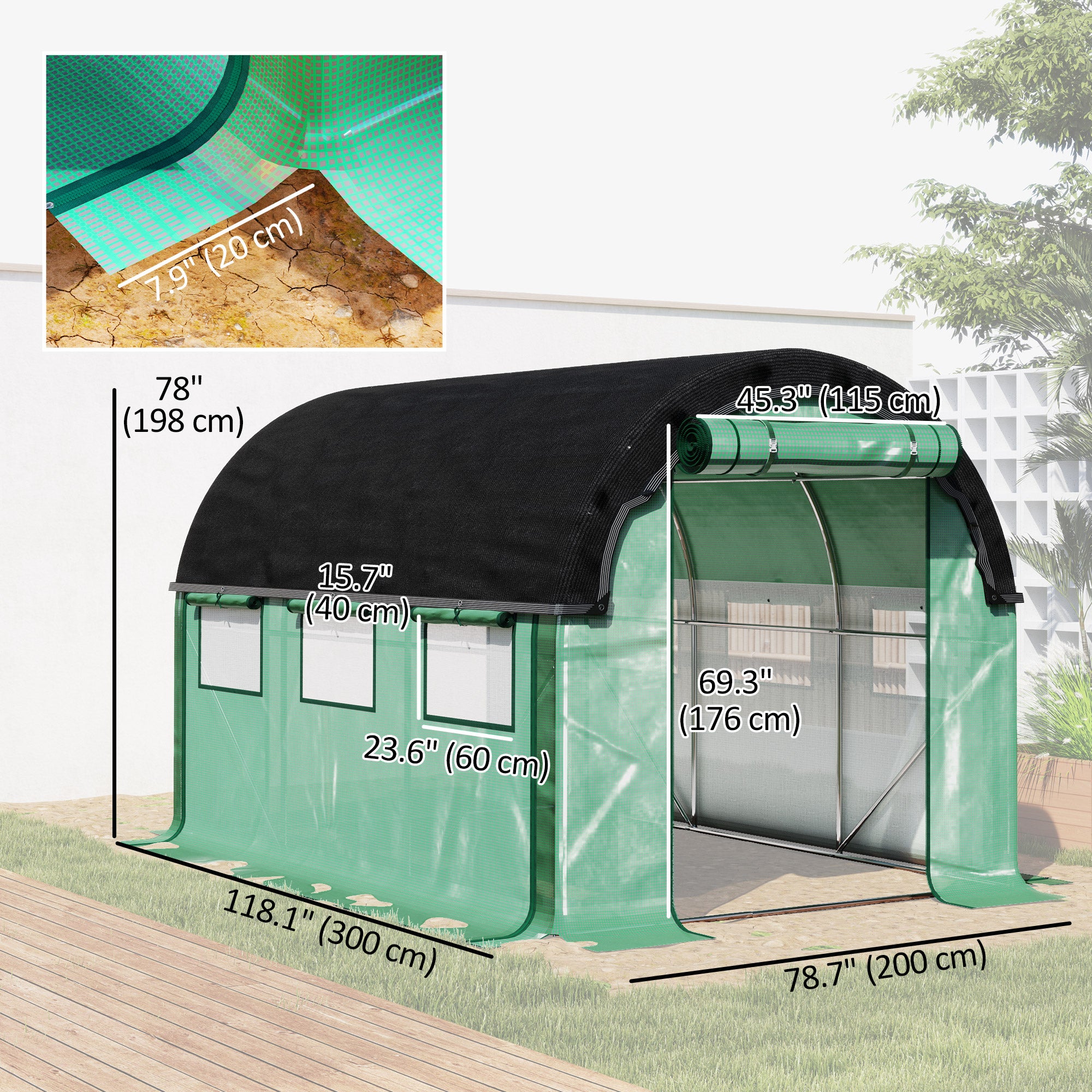 Walk-in Tunnel Greenhouse with Sunshade Net - 6.6' x 10' Green-DECOROLALA