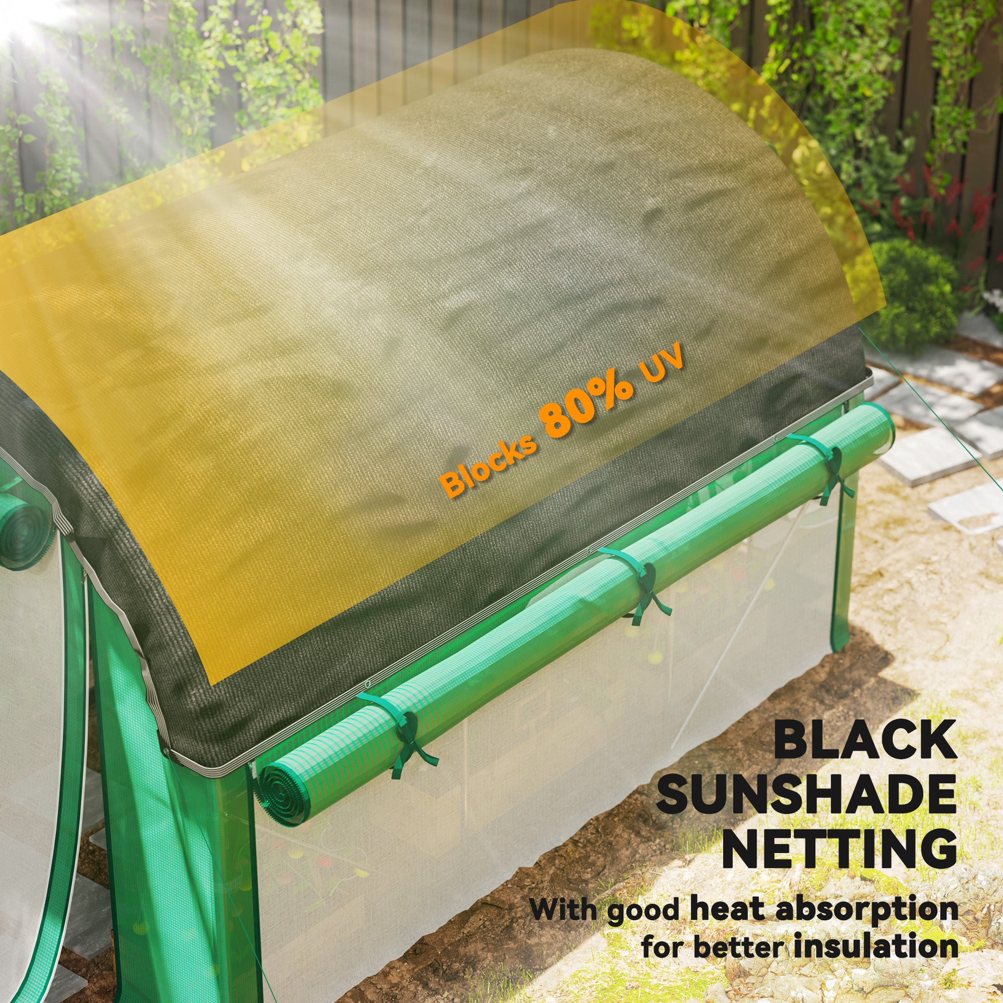 Walk-in Tunnel Greenhouse with Sunshade Net - 6.6' x 10' Green-DECOROLALA