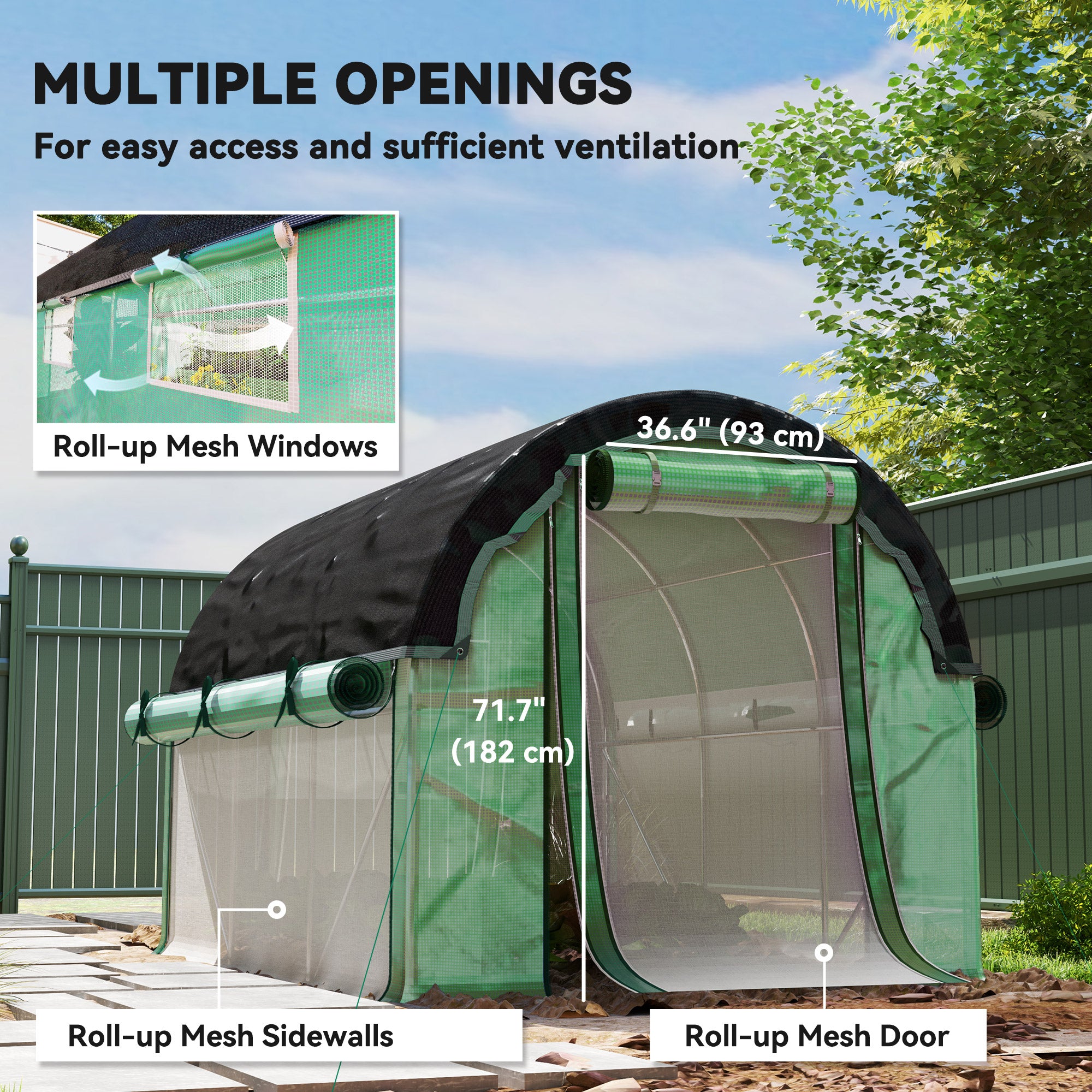 Walk-in Tunnel Greenhouse with Sunshade Net - 6.6' x 10' Green-DECOROLALA