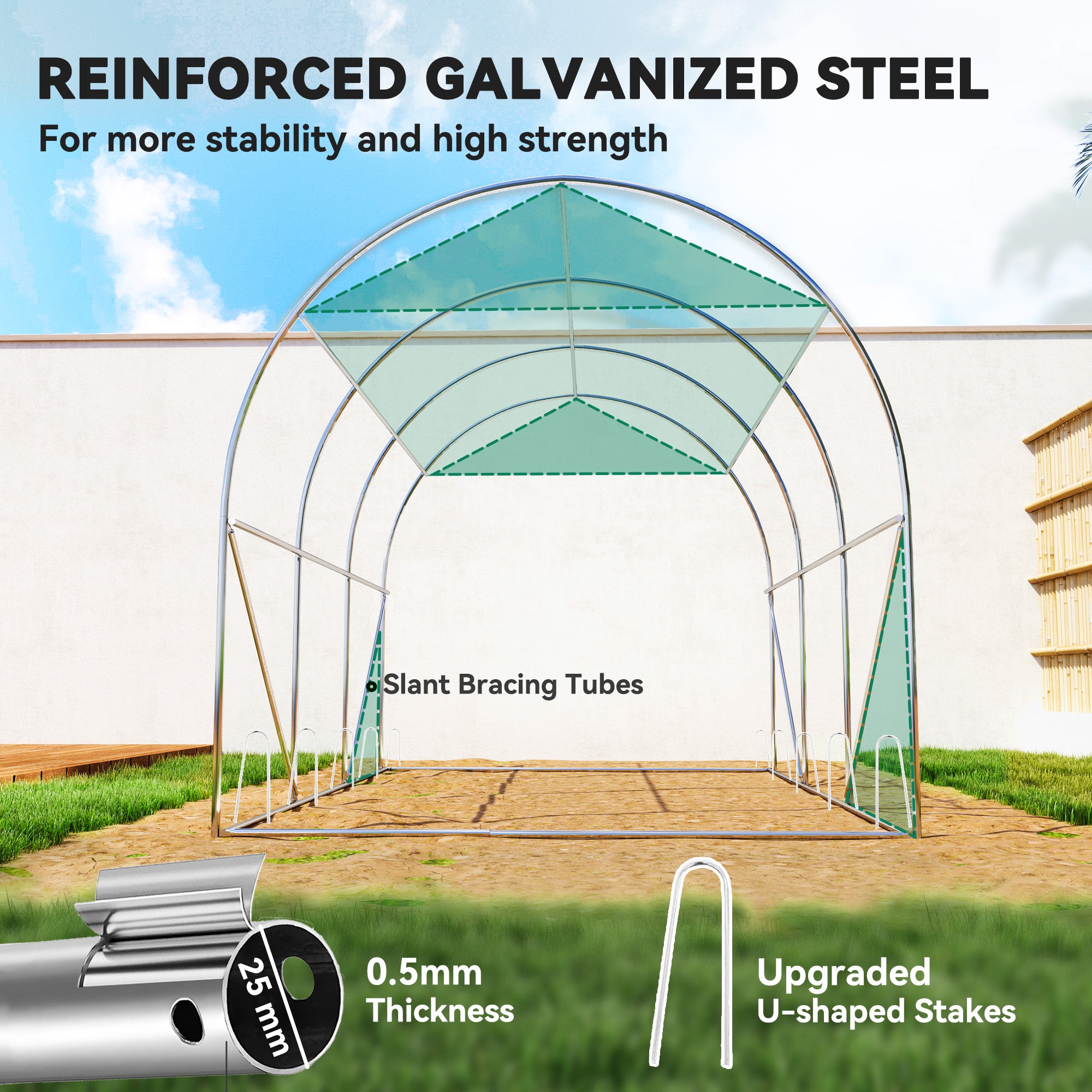 Walk-in Tunnel Greenhouse with Sunshade Net - 6.6' x 10' Green-DECOROLALA