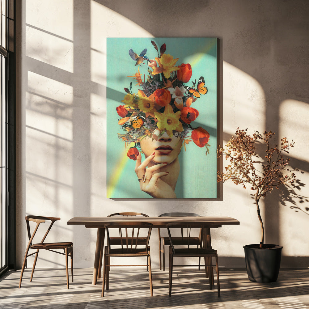 Wall Art Baby's in Bloom - Rainbow Flowers Birds-canvas-DECOROLALA