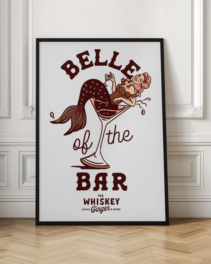 Wall Art Belle Of The Bar Mermaid Pin Up-Canvas Print-DECOROLALA