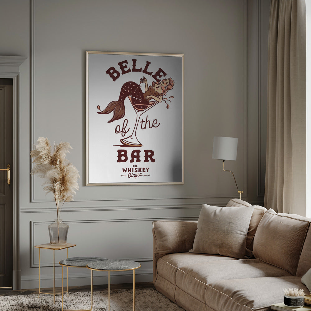 Wall Art Belle Of The Bar Mermaid Pin Up-Canvas Print-DECOROLALA
