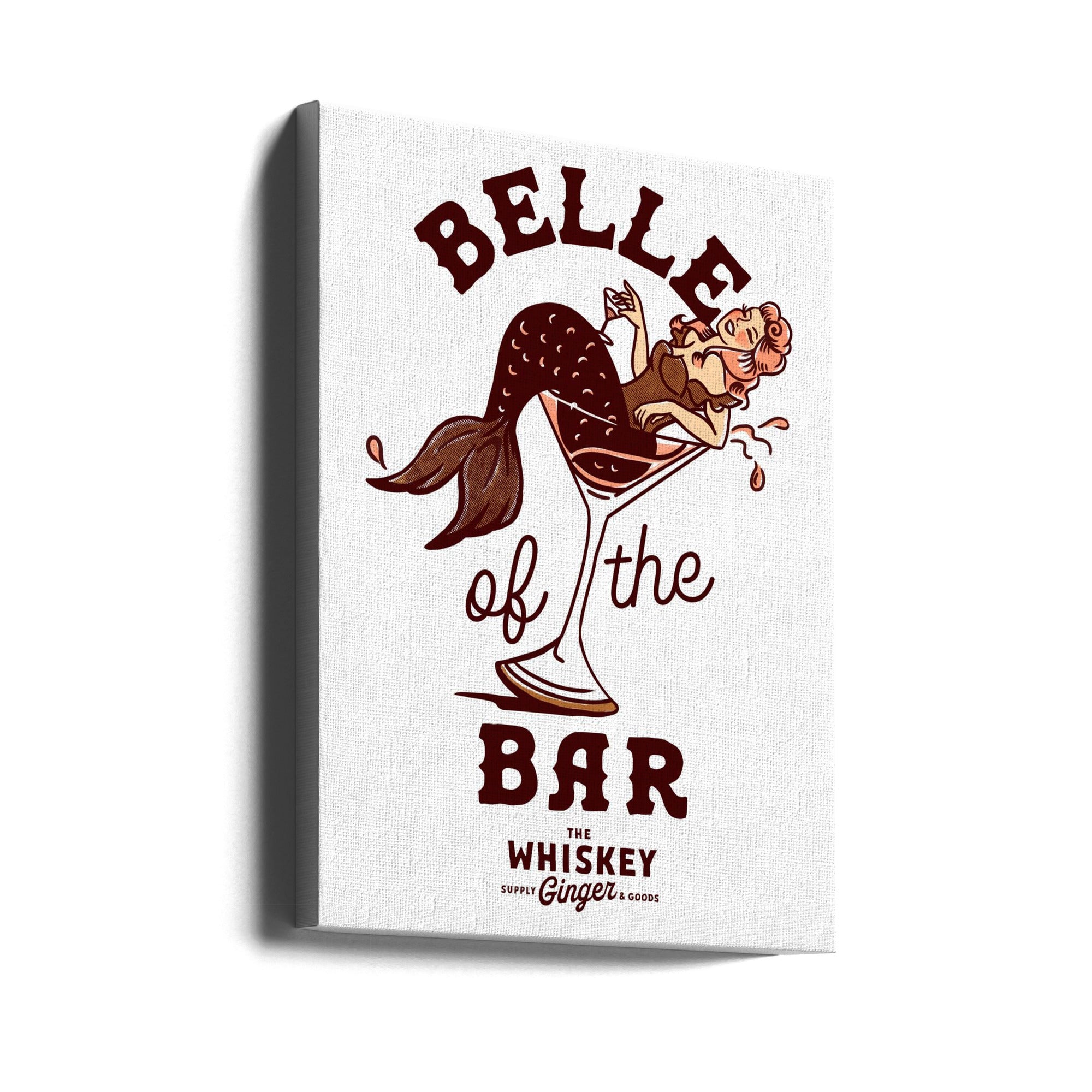 Wall Art Belle Of The Bar Mermaid Pin Up-Canvas Print-DECOROLALA