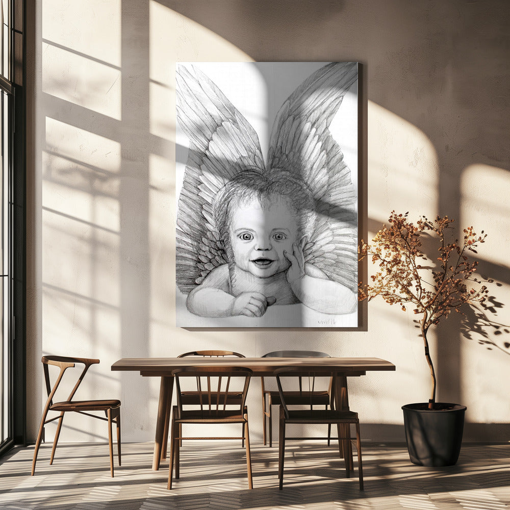 Wall Art Cherubic Baby Angel by Violeta Vollmer-Canvas Print-DECOROLALA