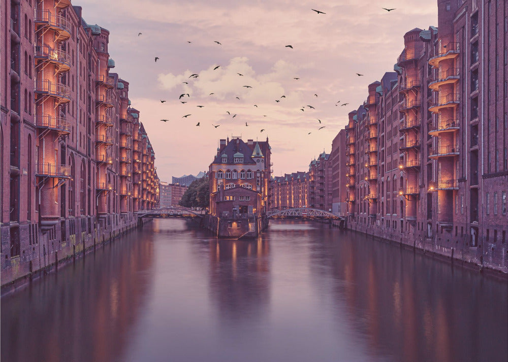 Wall Art City of Warehouses Hamburg Canvas-Canvas Print-DECOROLALA