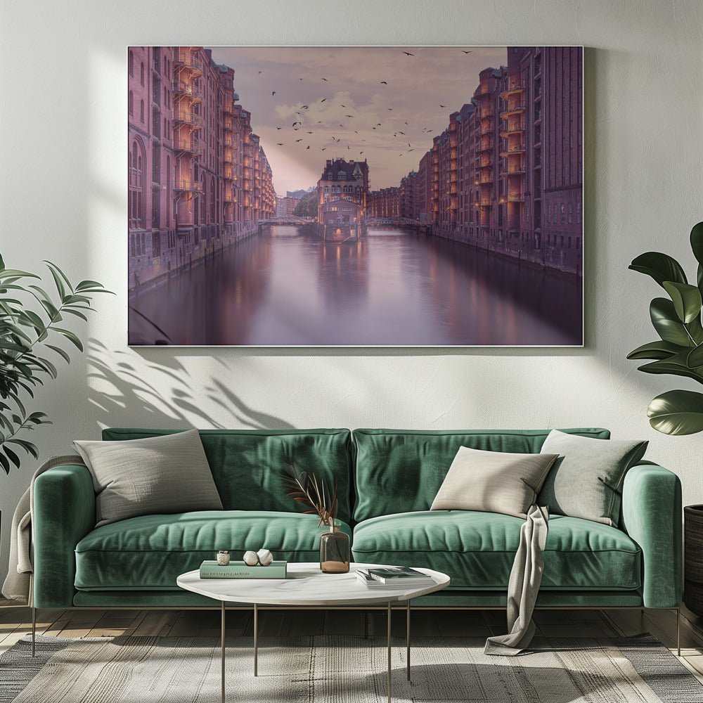Wall Art City of Warehouses Hamburg Canvas-Canvas Print-DECOROLALA