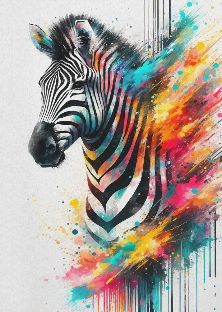 Wall Art Colorful Zebra by Andreas Magnusson-Canvas Print-DECOROLALA