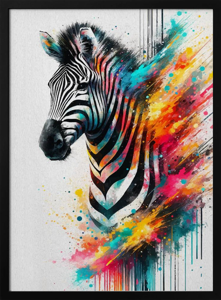 Wall Art Colorful Zebra by Andreas Magnusson-Canvas Print-DECOROLALA