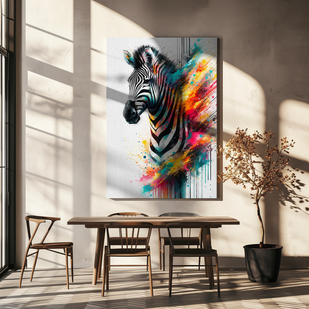 Wall Art Colorful Zebra by Andreas Magnusson-Canvas Print-DECOROLALA
