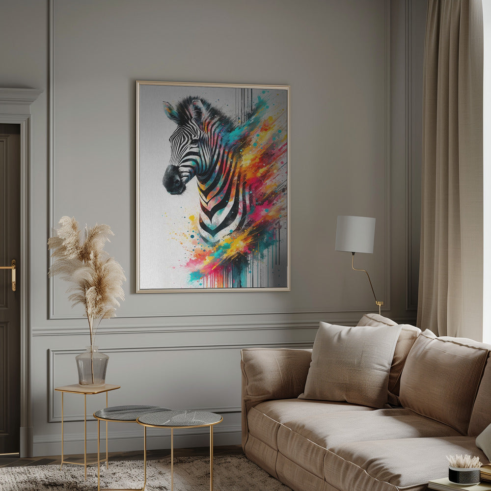 Wall Art Colorful Zebra by Andreas Magnusson-Canvas Print-DECOROLALA
