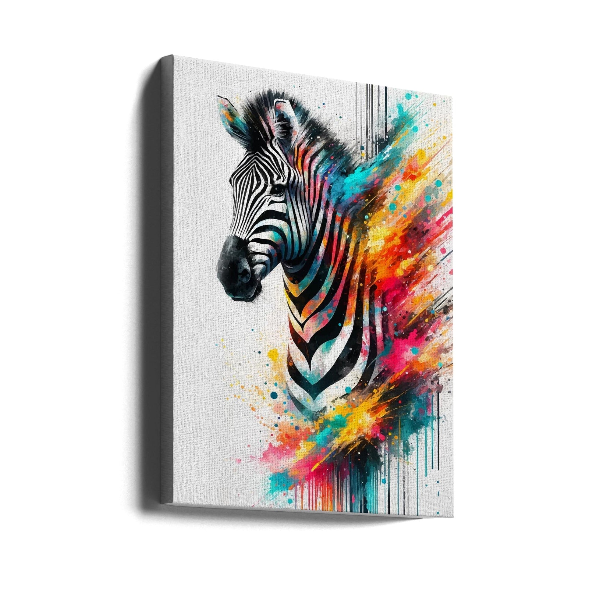 Wall Art Colorful Zebra by Andreas Magnusson-Canvas Print-DECOROLALA
