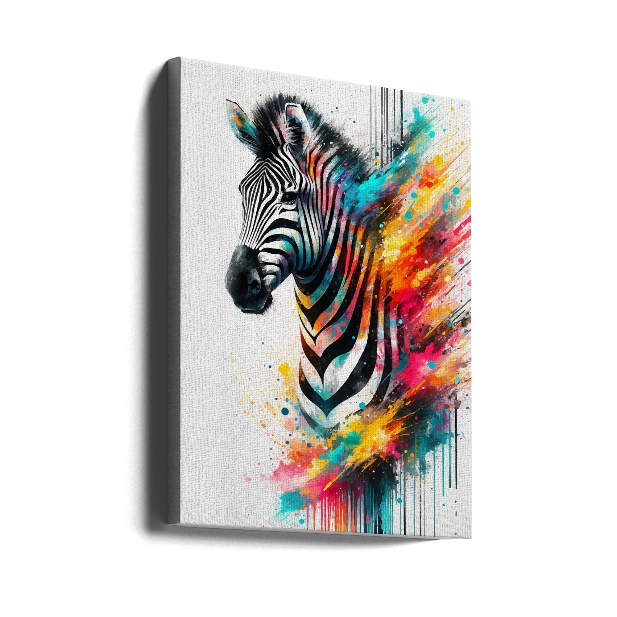 Wall Art Colorful Zebra by Andreas Magnusson-Canvas Print-DECOROLALA