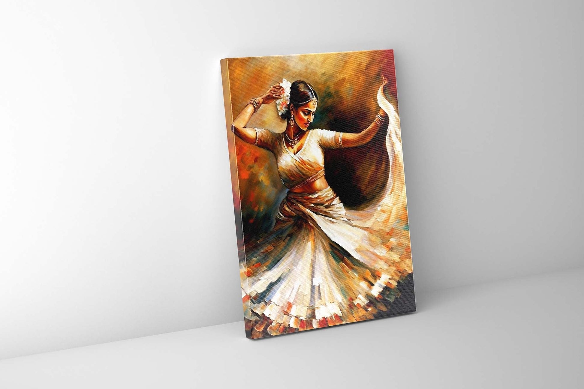 Wall Art- Dance in orange -Fine Art - Gold varnish- Canvas Print-Wall Art-DECOROLALA